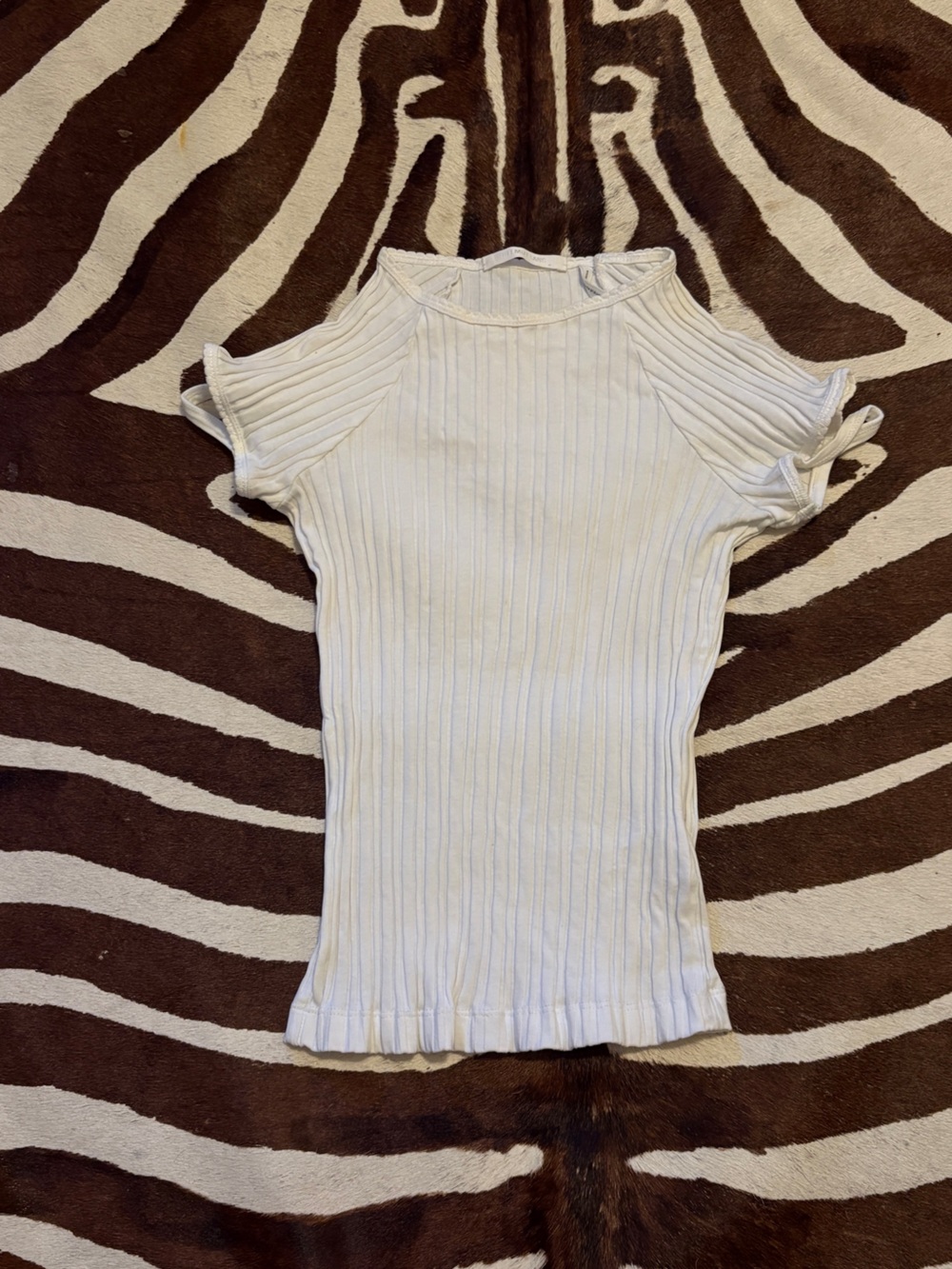 Helmut Lang Cream Ribbed Tank Top